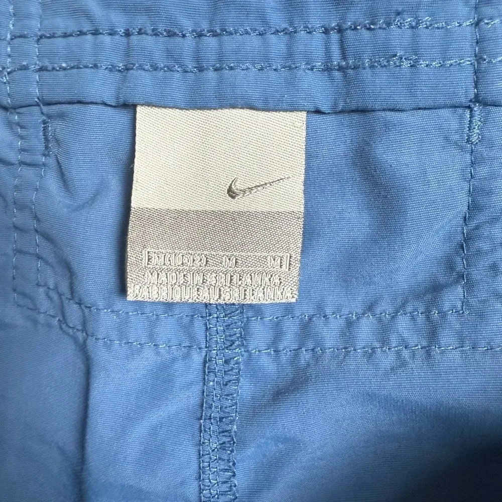 Nike Swim Trunk Shorts Men's Medium Blue White Drawstring‎ Waist Slash Pockets